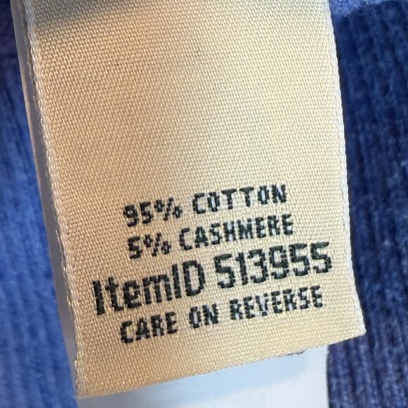LL Bean Blue Cotton Cashmere Sweater Crewneck Pullover Medium - Picture 6 of 8
